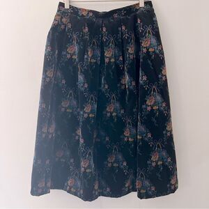 Vintage Velvet Skirt Susan Bristol Floral Pleated Size Small Dark Romantic